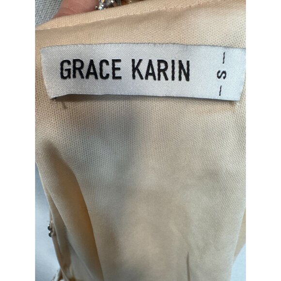 Grace Karin Womens Sequin Wrap Camisole Tank Top Size S Beige Tie Front Sexy - Picture 3 of 10